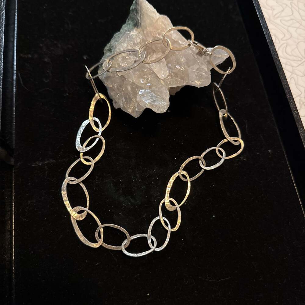 Silpada Sterling Silver Large Hammered Links Bubble Up Necklace N2148